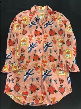 Their Nibs Pink Printed Cotton Sleep Shirt Pajama